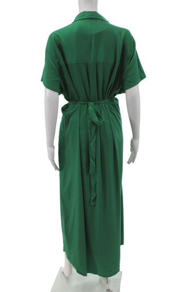 Universal Standard Women Shirt Dress Green Short Sleeve Cupro Size 1