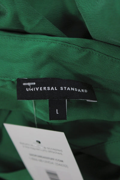 Universal Standard Women Shirt Dress Green Short Sleeve Cupro Size 1