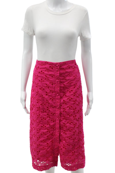 J Crew Womens Straight Pencil Floral Button Midi Skirt Pink Plus Size 22