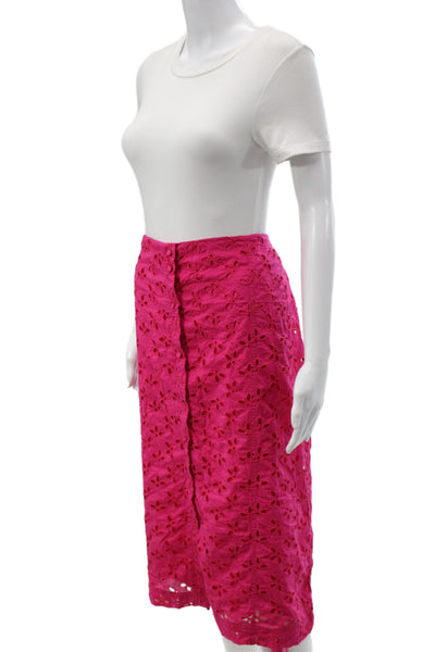 J Crew Womens Straight Pencil Floral Button Midi Skirt Pink Plus Size 22