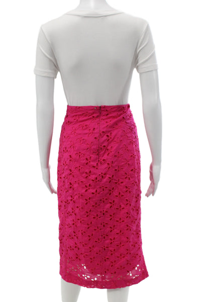 J Crew Womens Straight Pencil Floral Button Midi Skirt Pink Plus Size 22
