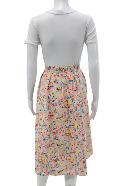 Nordstrom Women A-Line Skirt Beige Geometric Button Polyester Plus Size 18