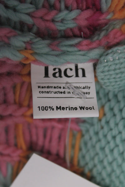 Tach Clothing Womens Merino Wool Floral Cardigan Green Crew Neck Size XS