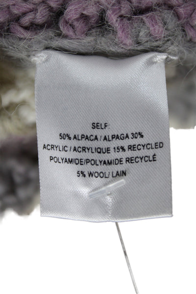 The Westside Womens Gray V Neck Striped Boho Cardigan Alpaca Size XS