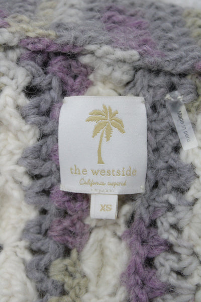 The Westside Womens Gray V Neck Striped Boho Cardigan Alpaca Size XS