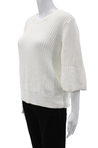 Closed Womens Pullover Sweater White Cotton Crew Neck 3/4 Sleeve Size S