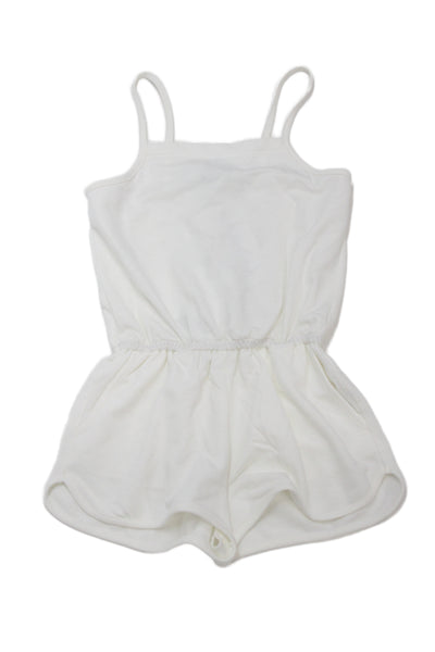 Hedge Girls White Sleeveless Square Neck Romper 60% Cotton Size 4