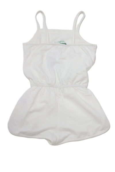 Hedge Girls White Sleeveless Square Neck Romper 60% Cotton Size 4