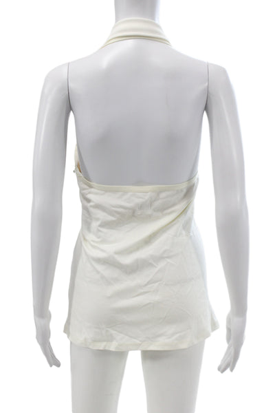 Hedge Women Polo Dress White Collared Sleeveless Cotton Mini Size XL