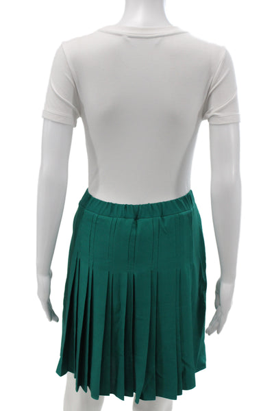 Hedge Women Pleated Mini Skort Green Polyester Zip Size XL