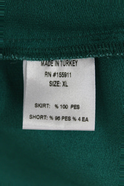Hedge Women Pleated Mini Skort Green Polyester Zip Size XL
