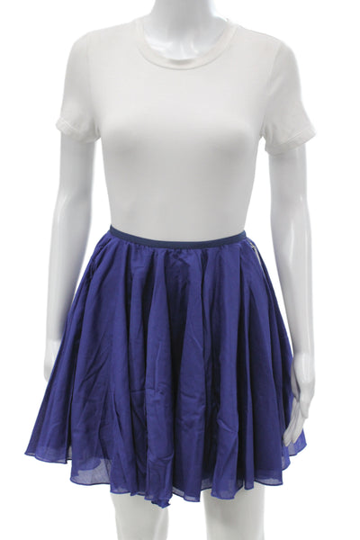 Hedge Women Skater Mini Skirt Purple Cotton Zip Solid Preppy Size XL
