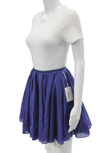 Hedge Women Skater Mini Skirt Purple Cotton Zip Solid Preppy Size XL