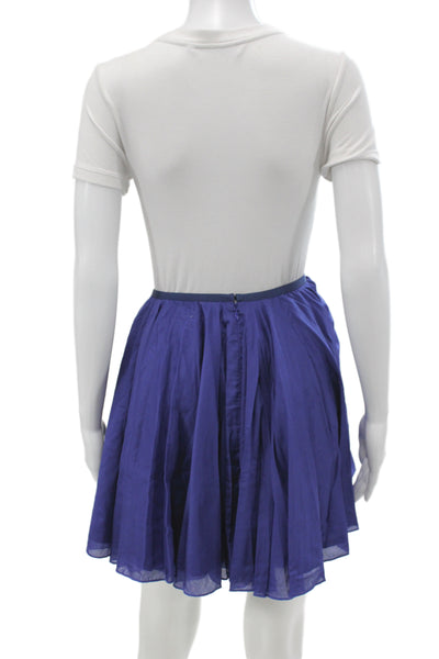 Hedge Women Skater Mini Skirt Purple Cotton Zip Solid Preppy Size XL