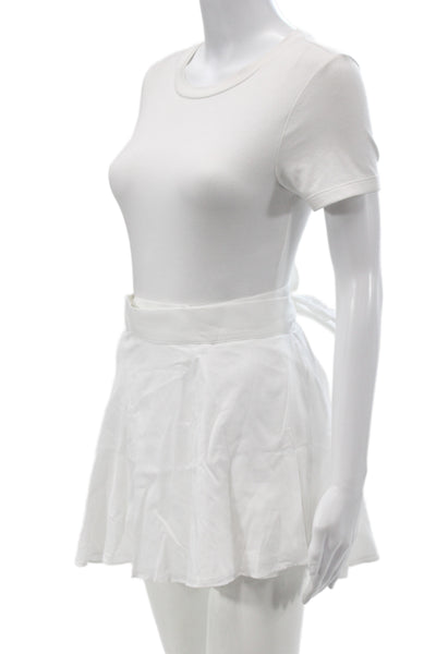 Hedge Womens Mini Tennis Skirt White 100% Cotton Tie Waist Size One Size