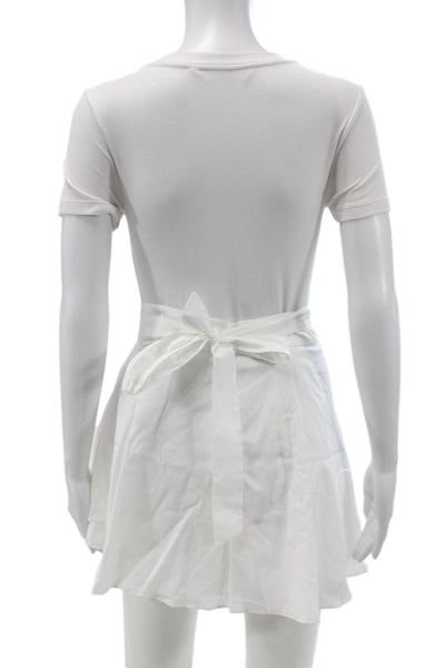 Hedge Womens Mini Tennis Skirt White 100% Cotton Tie Waist Size One Size