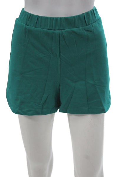Hedge Women Sweat Shorts Green Cotton Athleisure Pull On Size XL