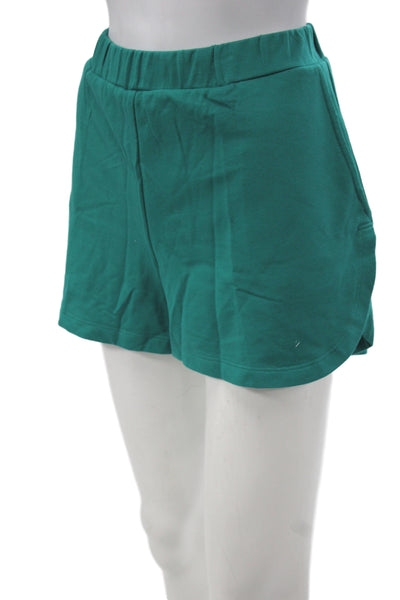 Hedge Women Sweat Shorts Green Cotton Athleisure Pull On Size XL