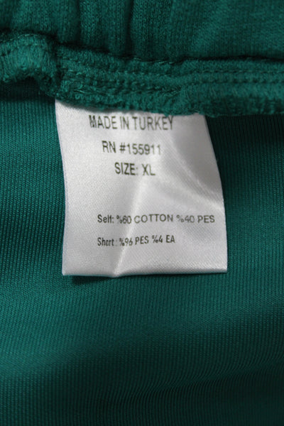 Hedge Women Sweat Shorts Green Cotton Athleisure Pull On Size XL