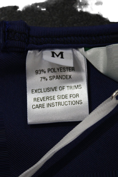 Hedge Womens Mesh Trim Racerback Sleeveless Sports Bra Blue Size M