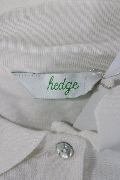 Hedge Womens Collared Short Sleeve Button Up Top White Basic Size XL