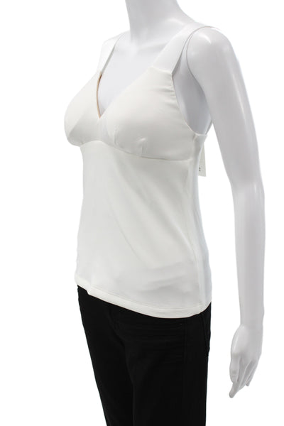 Hedge Women Camisole V-Neck Solid White Polyester Sleeveless Size L