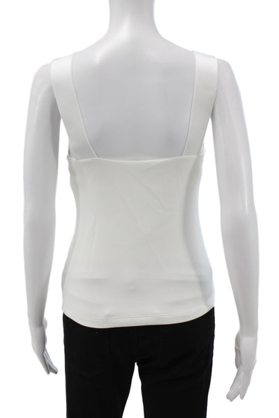Hedge Women Camisole V-Neck Solid White Polyester Sleeveless Size L