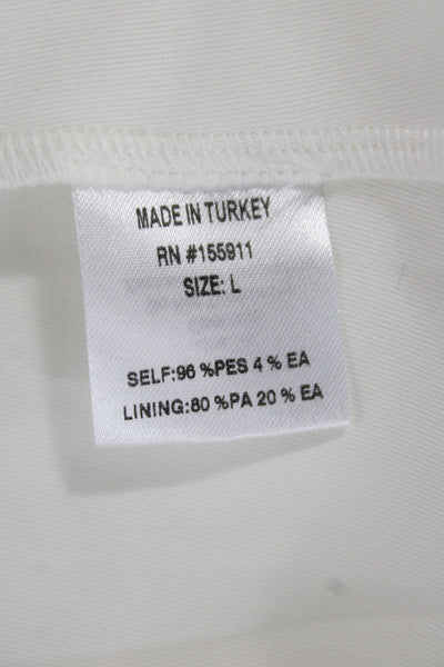 Hedge Women Camisole V-Neck Solid White Polyester Sleeveless Size L