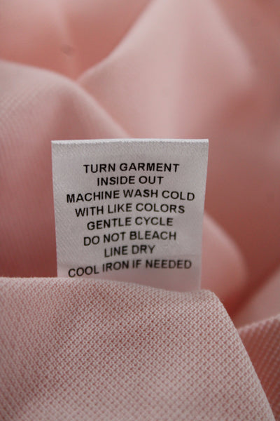 Hedge Womens Basic Polo Collared Button Cotton Short Sleeve Pink Size XL