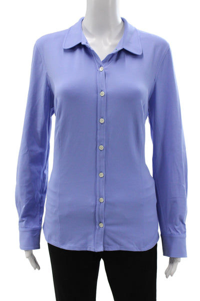 Hedge Womens Basic Polo Collared Button Cotton Short Sleeve Pink Size XL