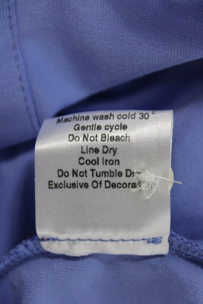 Hedge Women Collared Jersey Button-Up Solid Blue Cotton Long Sleeve Size XL