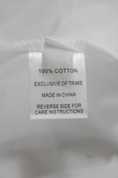 Hedge Womens Basic Collared Short Sleeve Polo White Cotton Solid Summer Size M
