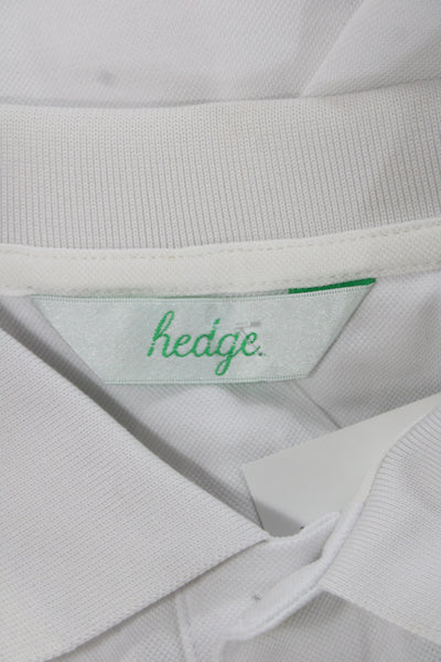 Hedge Womens Basic Collared Short Sleeve Polo White Cotton Solid Summer Size M