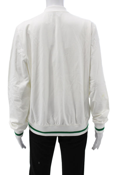 Hedge Women Bomber Jacket White Cotton Long Sleeve Zip Size XL