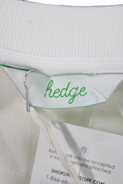 Hedge Women Bomber Jacket White Cotton Long Sleeve Zip Size XL