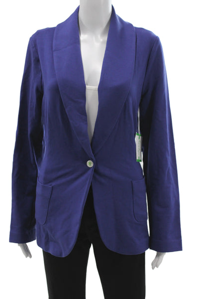 Hedge Womens Basic Jacket Purple Cotton Solid Button Long Sleeve Size XL