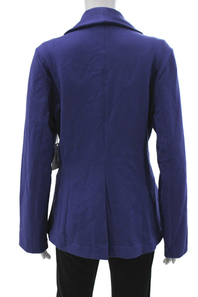 Hedge Womens Basic Jacket Purple Cotton Solid Button Long Sleeve Size XL