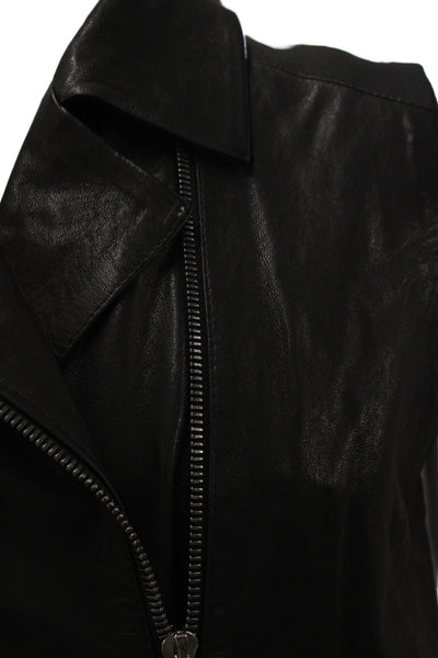 J Brand Womens Biker Lamb Leather Sleeveless Zip Vest Black Size M