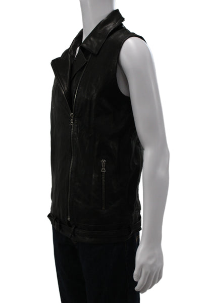 J Brand Womens Biker Lamb Leather Sleeveless Zip Vest Black Size M