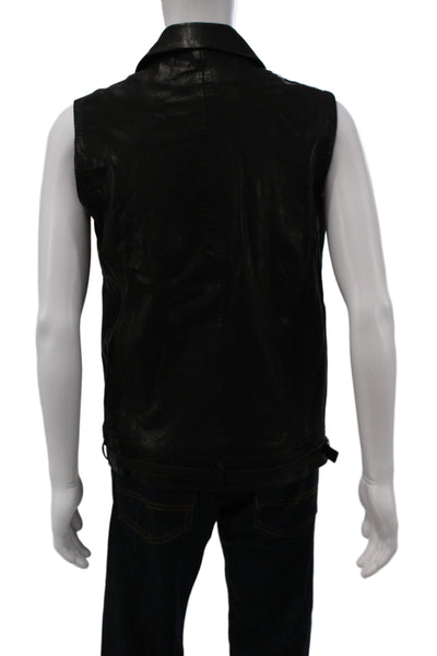 J Brand Womens Biker Lamb Leather Sleeveless Zip Vest Black Size M