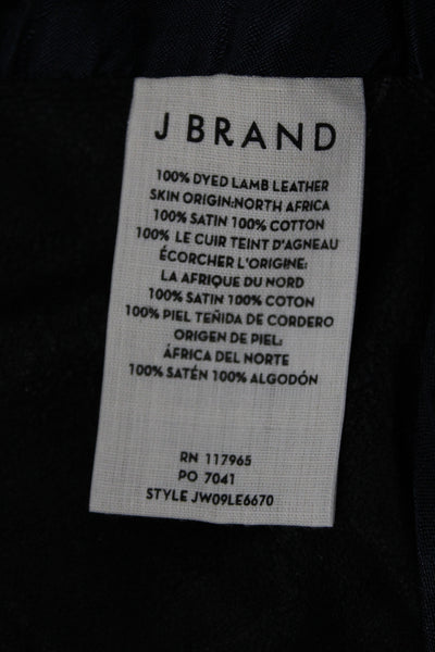 J Brand Womens Biker Lamb Leather Sleeveless Zip Vest Black Size M