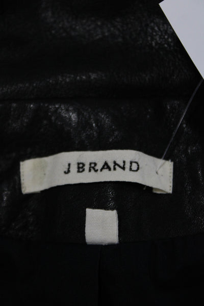 J Brand Womens Biker Lamb Leather Sleeveless Zip Vest Black Size M