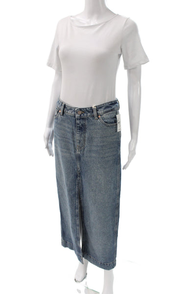 DL 1961 Womens Straight Pencil Skirt Blue Button Cotton Long Size 24