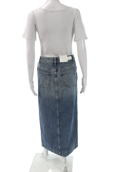 DL 1961 Womens Straight Pencil Skirt Blue Button Cotton Long Size 24