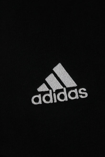 Adidas Mens Black Striped Cotton Blend Crew Neck Pullover Athleisure Size S