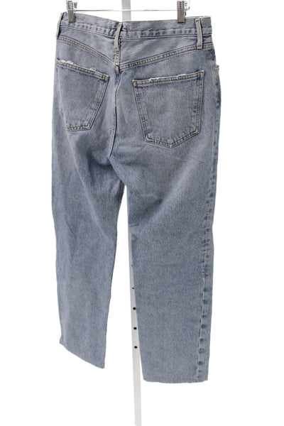 Agolde Womens Straight Jeans Blue Mid Rise Button 27in Size 28