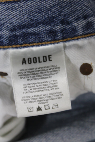 Agolde Womens Straight Jeans Blue Mid Rise Button 27in Size 28