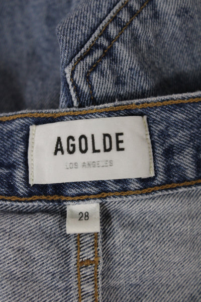 Agolde Womens Straight Jeans Blue Mid Rise Button 27in Size 28