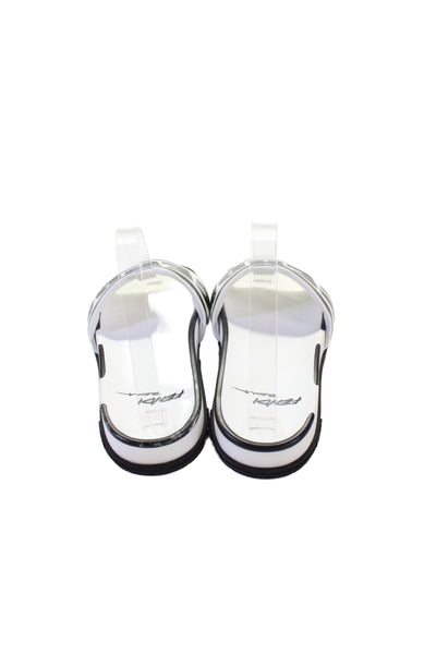 Fendi Women's Open Toe Rubber Slides Sandals White/Black Size 36