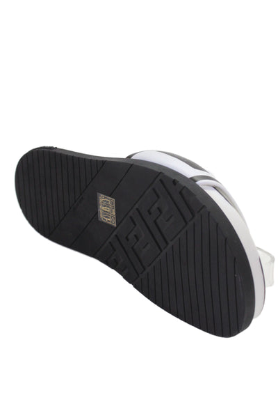 Fendi Women's Open Toe Rubber Slides Sandals White/Black Size 36